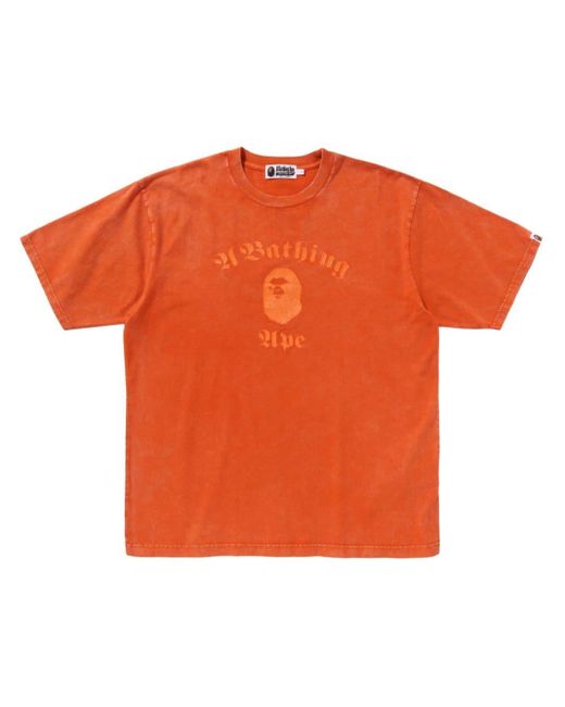 A Bathing Ape T-Shirt mit Logo-Print in Orange für Herren