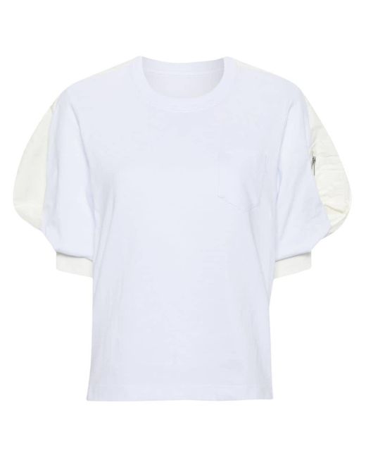 Sacai White Puff-sleeves Cotton T-shirt