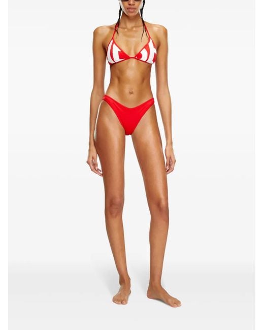 DIESEL Bfb-Sees-A Logo-Print Bikini Top in Red | Lyst