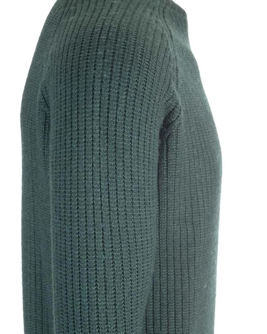 Al Duca D'aosta Green Ribbed-Knit Crew-Neck Sweater for men