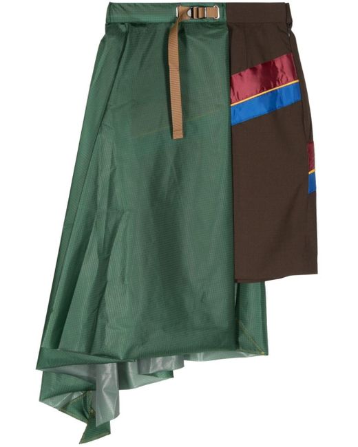 Kolor Green Asymmetric Panelled Mini Skirt