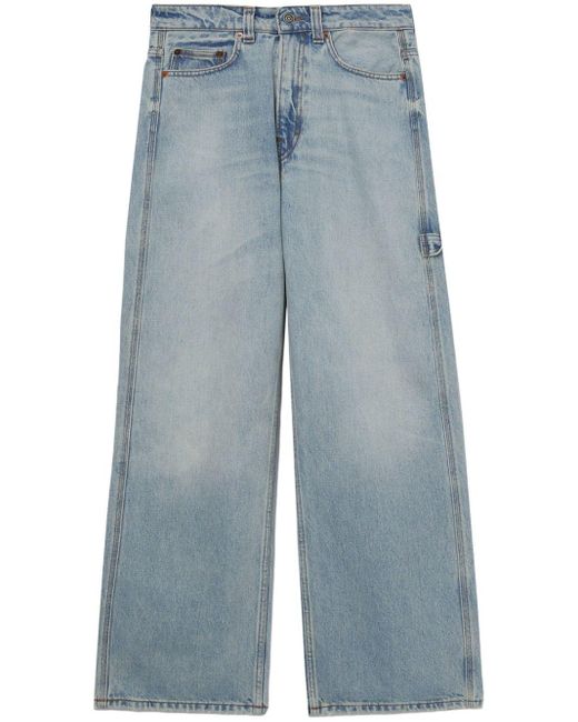 Haikure Blue High-waisted Straight-leg Trousers