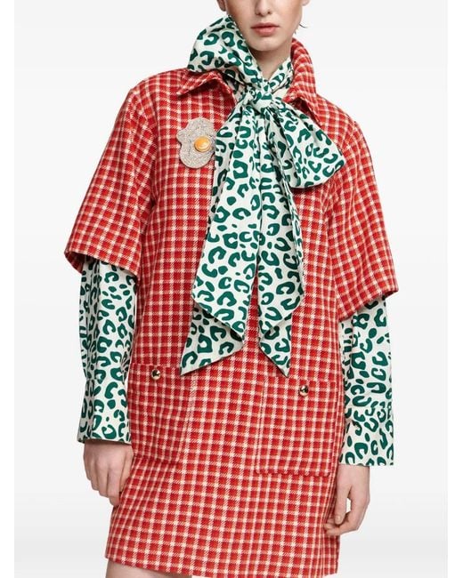 Essentiel Antwerp Red Kooky Checked A-Line Mini Dress