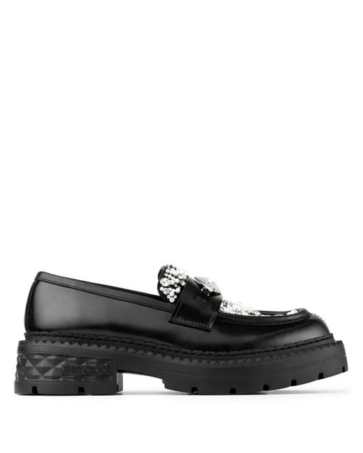 Jimmy Choo Marlow Diamond Loafers in het Black