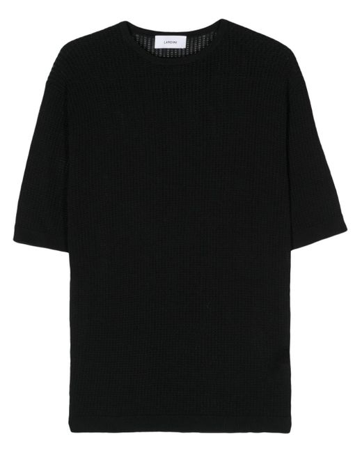 Lardini Black Open-knit T-shirt for men
