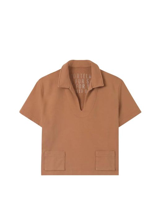 Fortela Brown Sweat Manches Courtes Grand À Col V for men