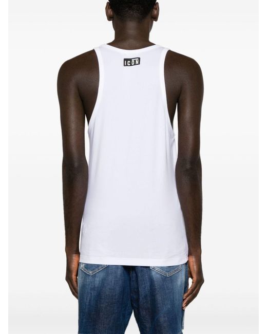 DSquared² White Logo-patch Jersey Tank Top for men