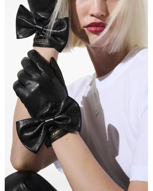 Karl Lagerfeld Black Kl Studio Bow Gloves