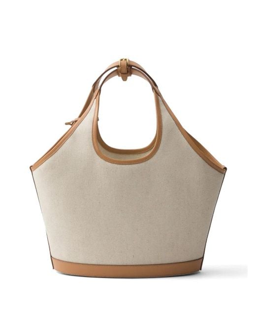 Prada Gray Medium Logo-Print Tote Bag