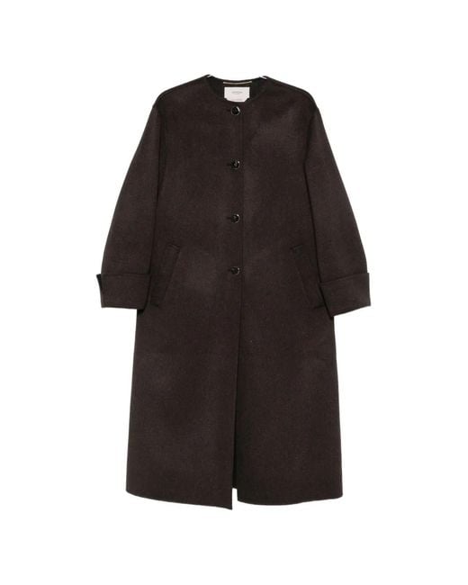 Agnona Black Button-Front Single-Breasted Coat