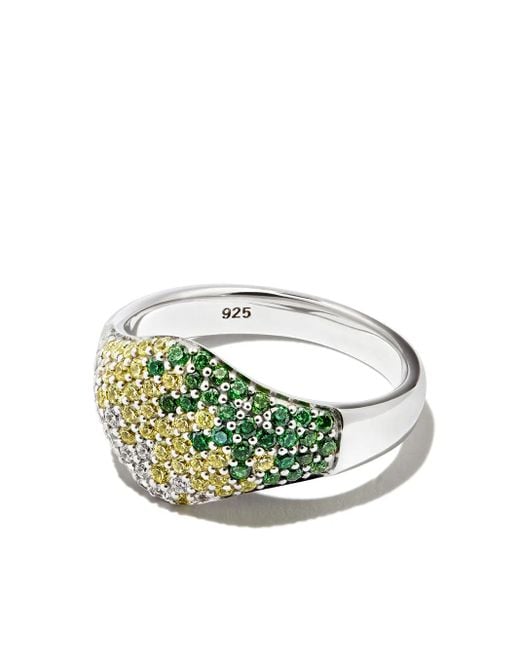 Tom Wood Green Gradient Crystal-Embellished Ring for men