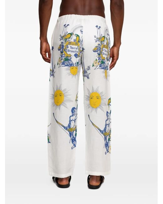 Amir Slama Blue Printed Straigth Trousers for men
