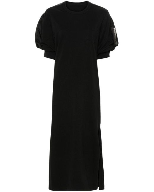 Sacai Black Panelled-design Dress