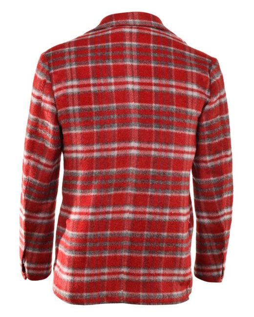 Sartorio Napoli Red Plaid-pattern Blazer for men