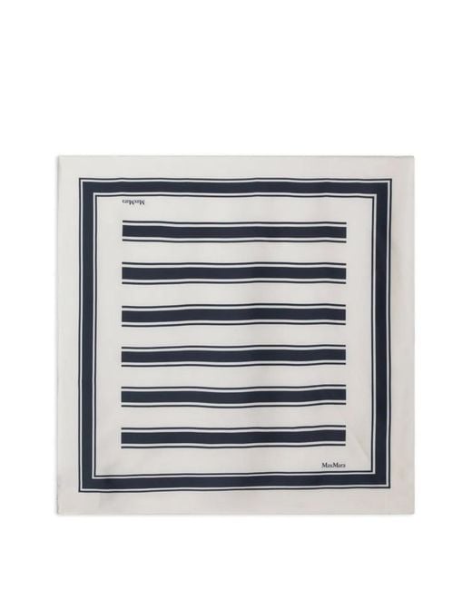 Max Mara White Signature Printed Silk Scarf