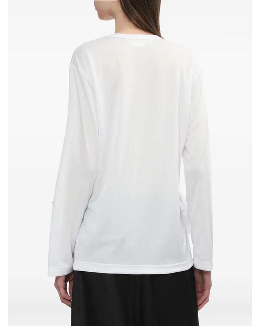 Comme des Garçons White Ruffled Long-Sleeve Top