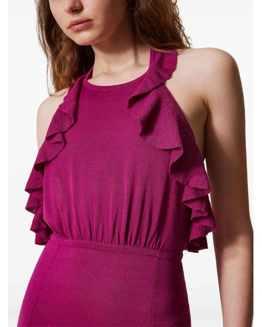 Twinset Purple Long Knitted Dress
