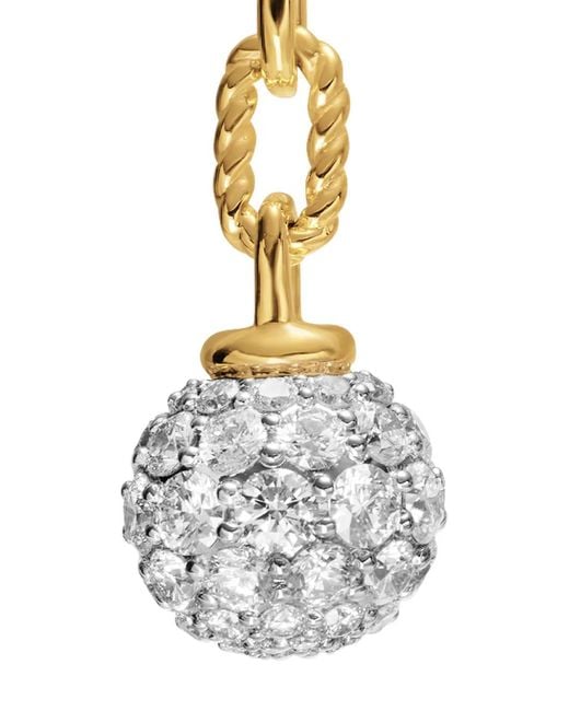 David Yurman Metallic 18Kt Madison-Link Diamond Drop Earrings