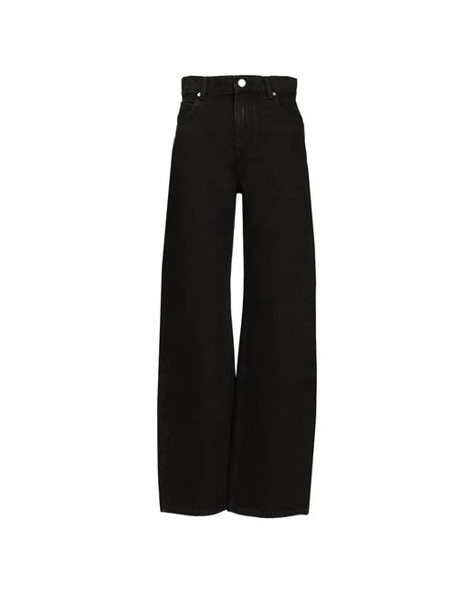 Isabel Marant Black Logo-Patch Wide-Leg Jeans