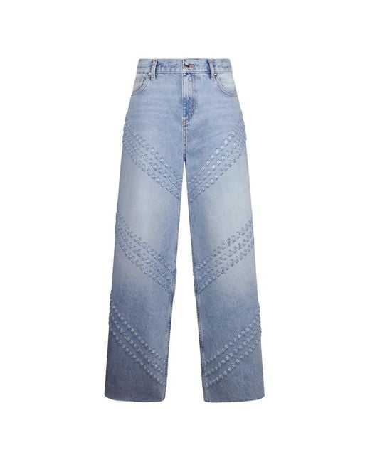 Liu Jo Blue Flared Jeans With Laser-Etched Details