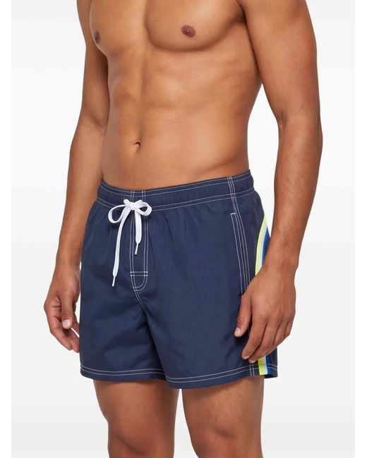 Sundek Blue Short De Bain À Patch Logo for men