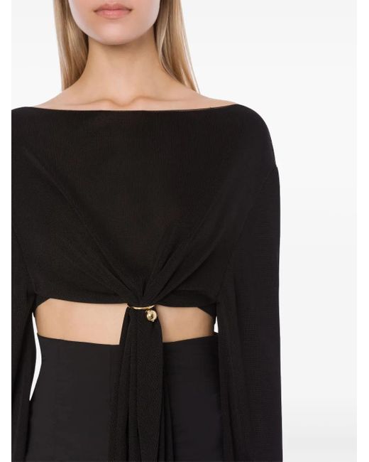 Philosophy Di Lorenzo Serafini Black Gathered-Detailing Crop Top