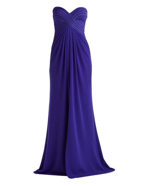 Tadashi Shoji Purple Strapless Pleated Maxi Dress