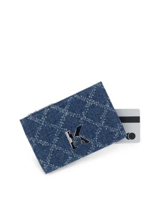 Karl Lagerfeld Blue Monogram-Print K-Logo Wallet