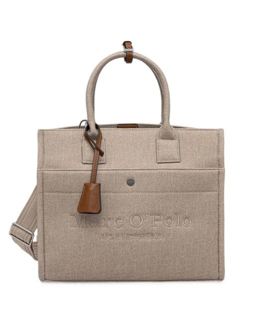 Marc O' Polo Natural Medium Logo-Embroidered Tote Bag