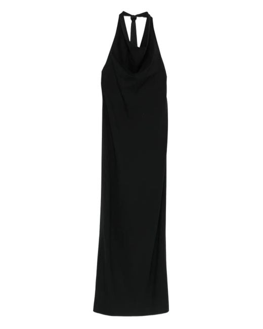 Burc Akyol Black Cowl-Neck Midi Dress