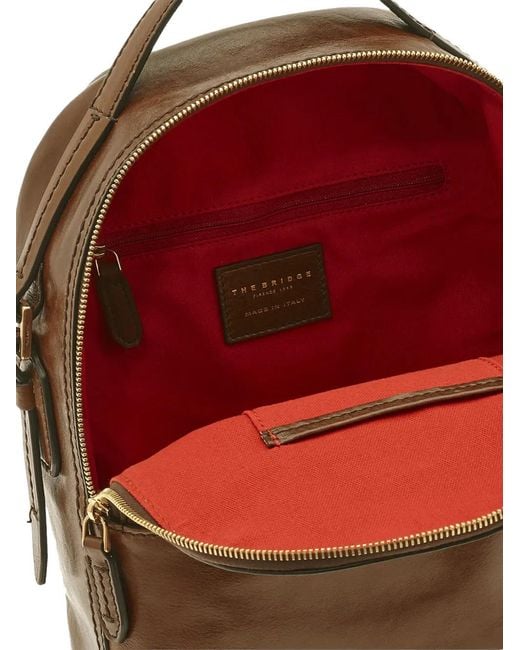The Bridge Brown Grained-Leather Backpack