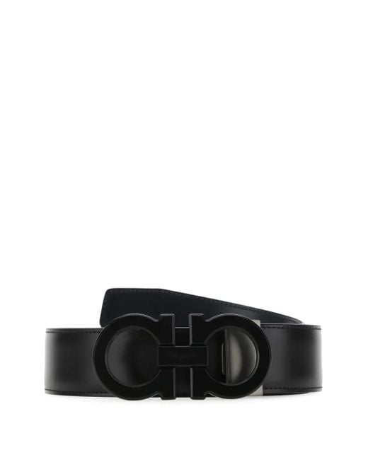 Cintura Con Logo Caratteristico Gancini Reversibile di Ferragamo in Black