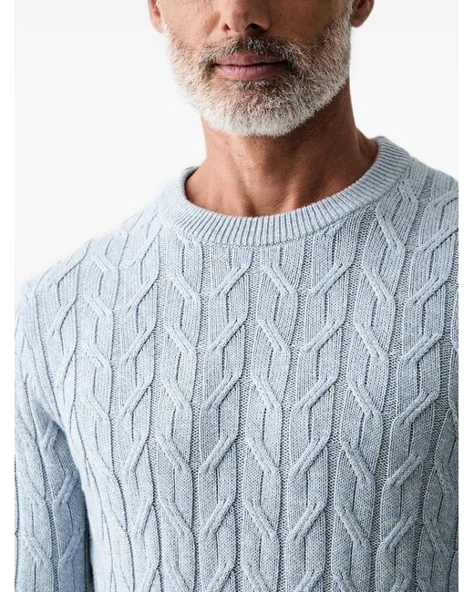 Hackett Blue Cable-Knit Crew Neck Sweater for men