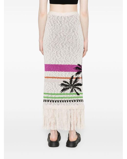 Giada Benincasa White Patterned-jacquard Knitted Midi Skirt