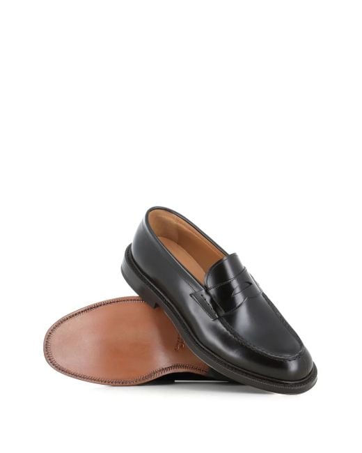Green George Gray Penny Leather Loafers for men