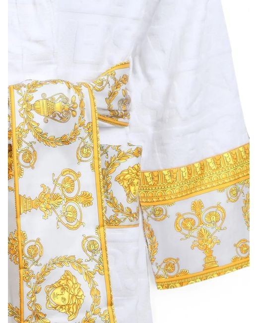 Versace White I Love Baroque Logo-Jacquard Bathrobe