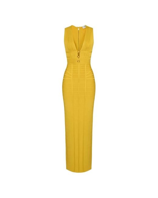 Elisabetta Franchi Yellow Carpet 3D Knit Dress