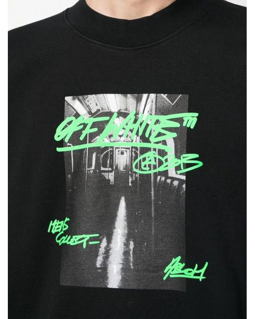 Off-White c/o Virgil Abloh Black Graphic-Print Cotton Sweatshirt for men