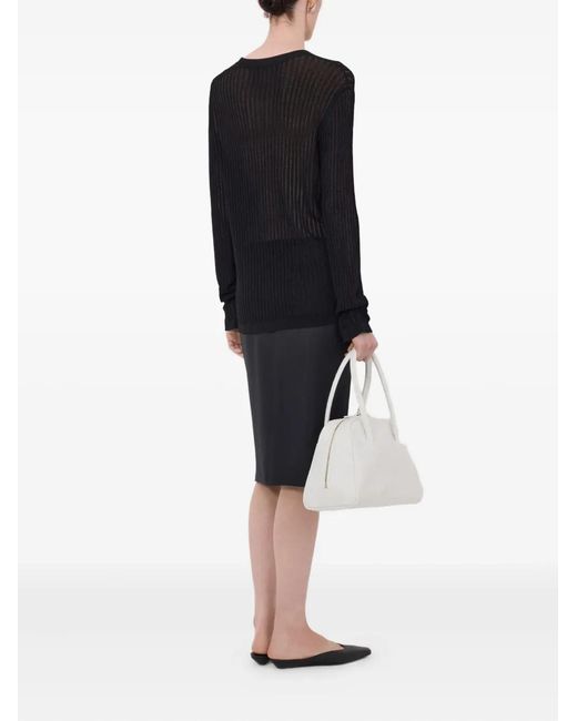 Loulou de Saison Black Hedora Long-Sleeve Ribbed Sweater