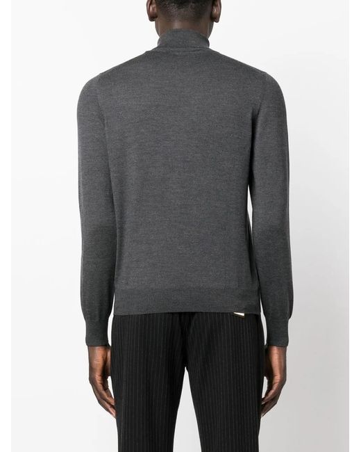 Tagliatore Gray Roll-Neck Virgin Wool Jumper for men
