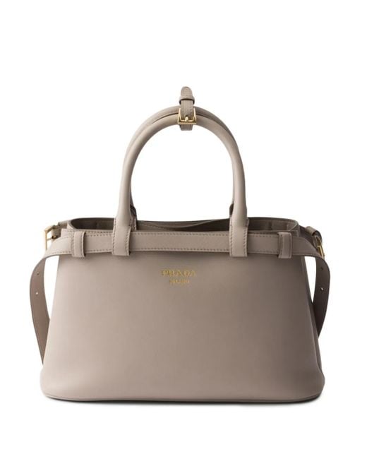 Prada Natural Small Buckle Tote Bag