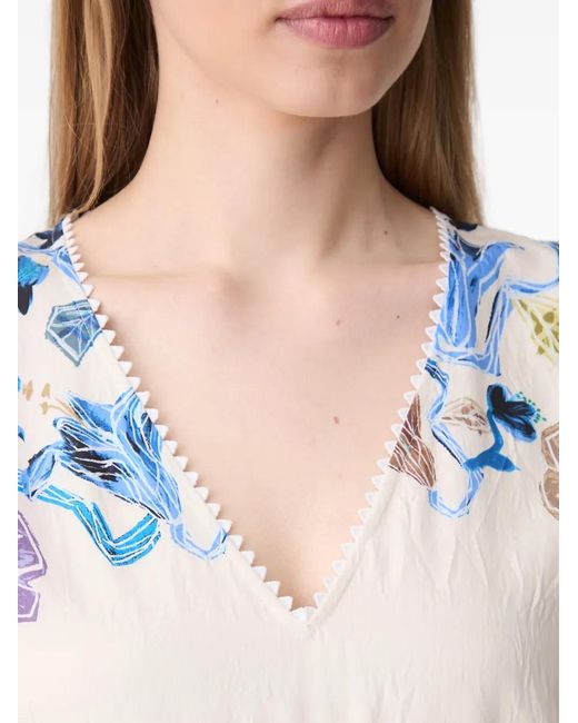 Munthe White Floral-Print Tiered Maxi Dress