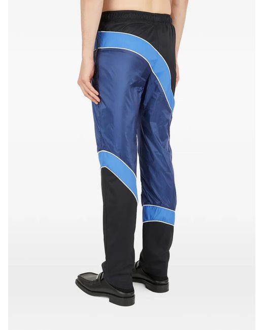 Ahluwalia Blue Contrast Panel Drawstring Trousers for men