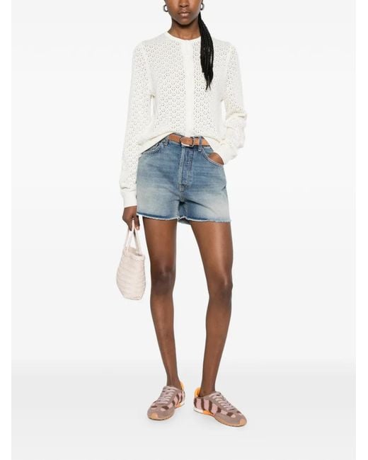 Bompard White Pointelle Button Cardigan