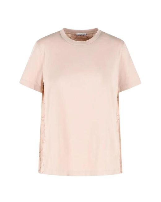 Moncler Pink Logo-Detail Cotton T-Shirt