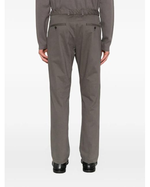 Herno Gray Pleated Drawstring Trousers for men
