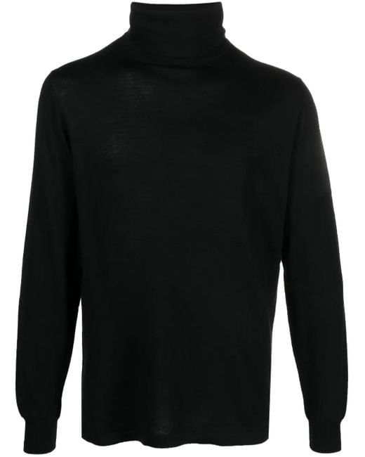 Eraldo Black Roll-Neck Wool-Blend Jumper for men