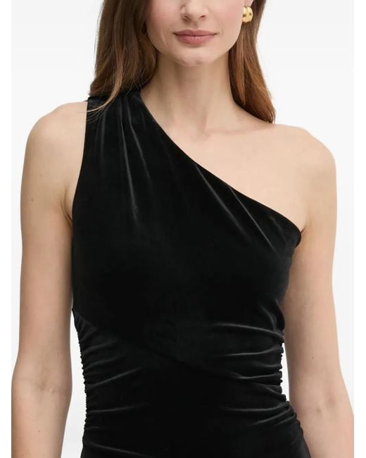 Guess Black One-Shoulder Velvet Jumpsuit