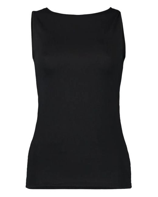 Majestic Filatures Black Crew-Neck Sleeveless Tank Top