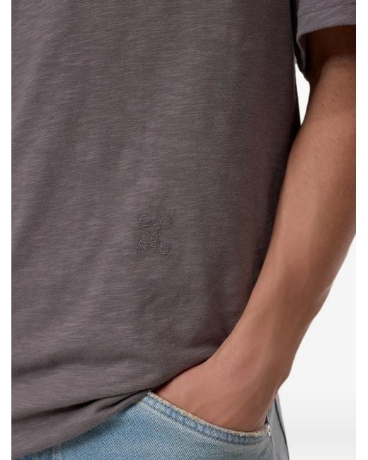 Closed Gray Logo-Embroidered T-Shirt for men